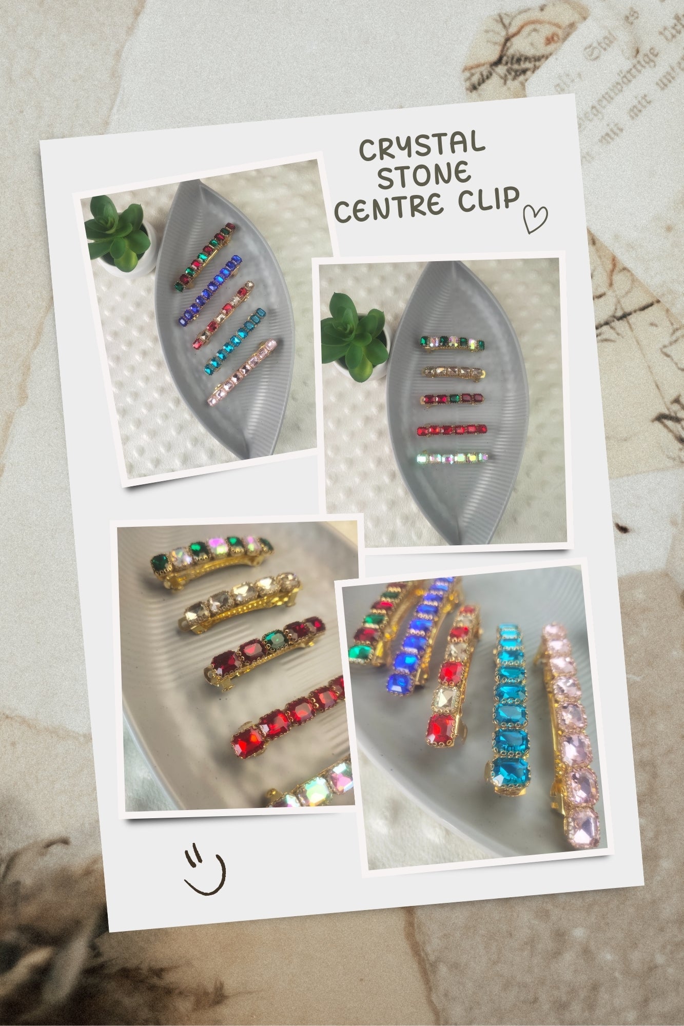 Crystal Stone Centre Clip